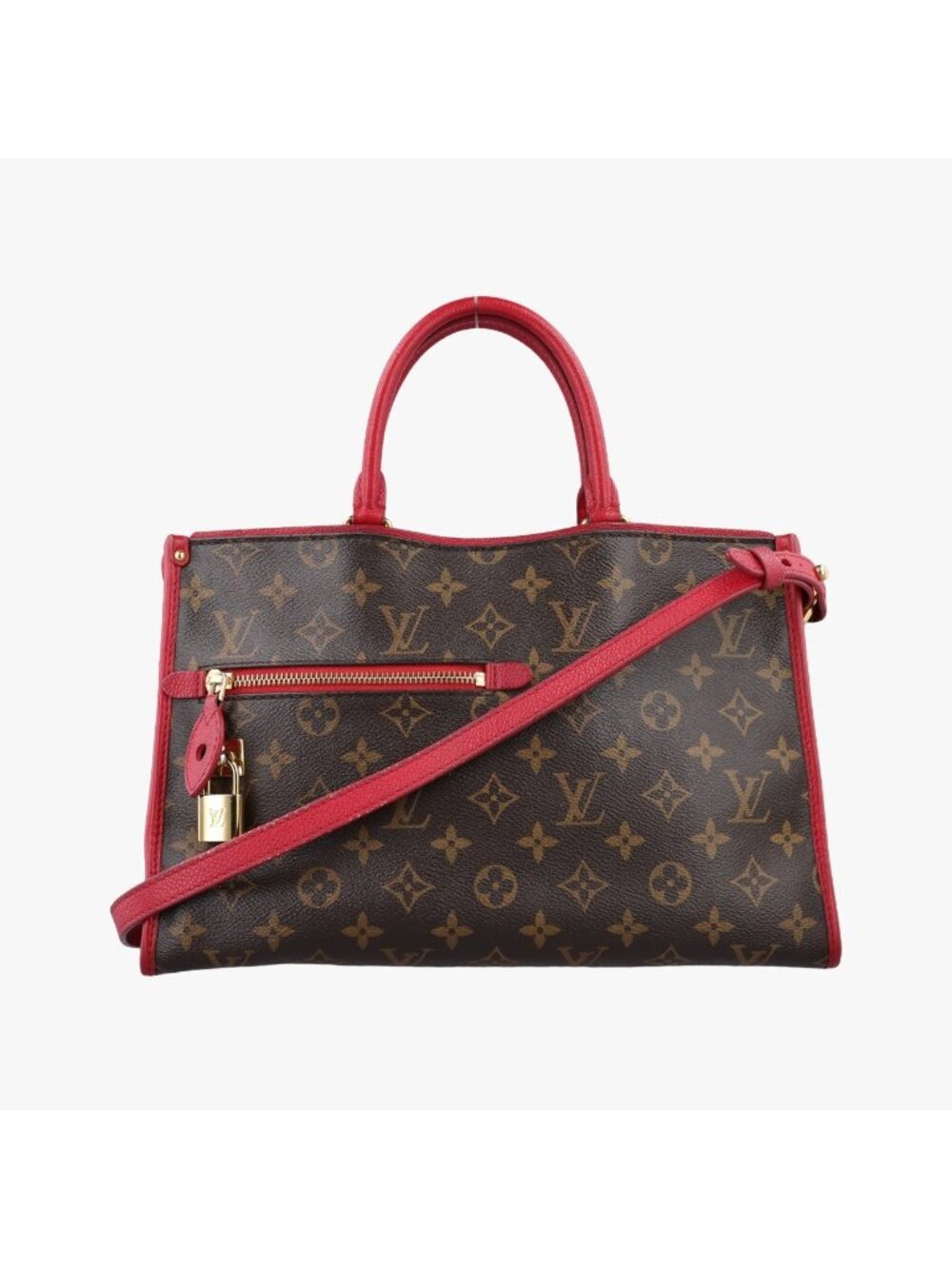 Louis Vuitton Popincourt PM Monogram Brown Red Canvas Calfskin
